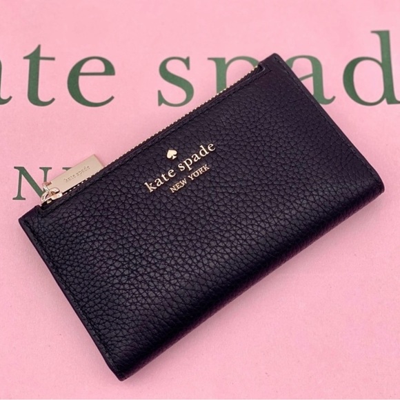 ♠️New Kate Spade Leila Small Slim Bifold Wallet (Black) - Picture 1 of 4